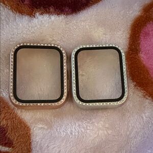 Rhinestone smart Watch Face Covers in Rose Gold and Silver